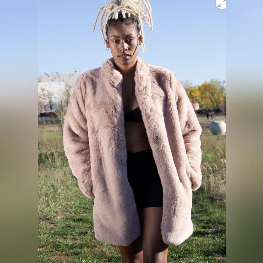 Lovestitch Faux Fur Coat. Small. Pink